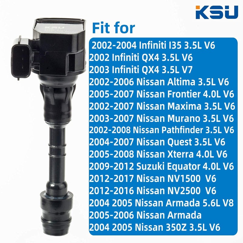 KSU Ignition coil pack for Nissian Altima Frontier Maxima Murano Pathfinder Quest Xterra NV1500 NV2500 Armada 350Z Infiniti I35 QX4 3.5L 4.0L ignition coil pack set of 6 fit for UF349 UF-349 22448-8J115 - Image 4